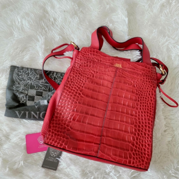 Vince Camuto Red Croc-Embossed Women's Bag - Picture 1 of 5